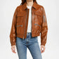 brown leather bomber jacket for women
