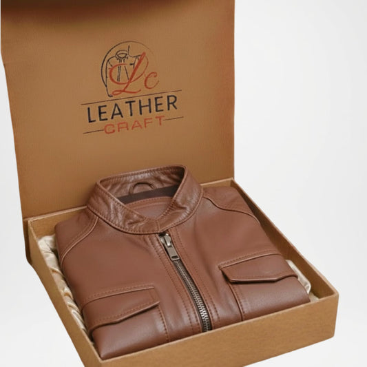 Men's Genuine Leather Jacket Gift Set