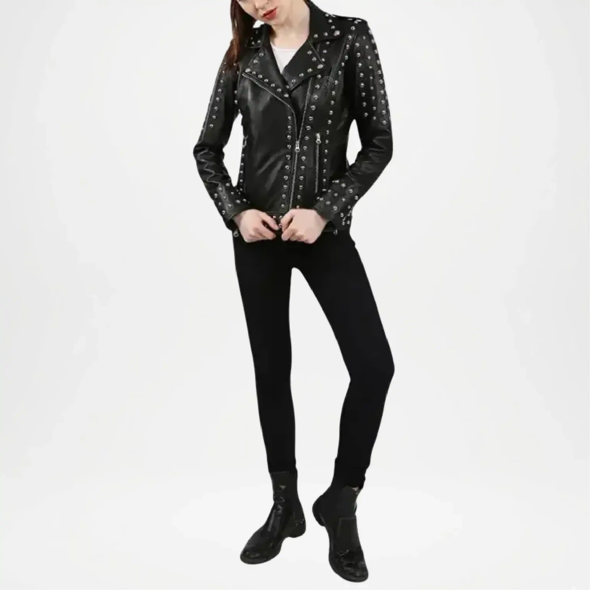 Urban Women's Biker Leather Jacket Black Moto Fashion