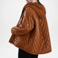 brown quilted biker jacket women leather