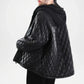 black quilted biker jacket women leather