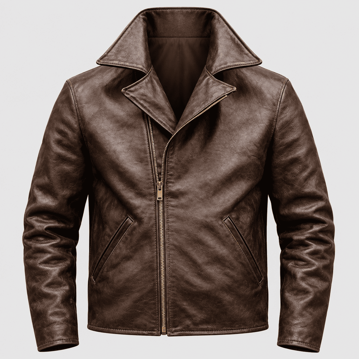 Vintage Brown Leather Biker Jacket