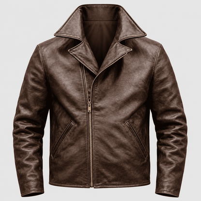 Vintage Brown Leather Biker Jacket