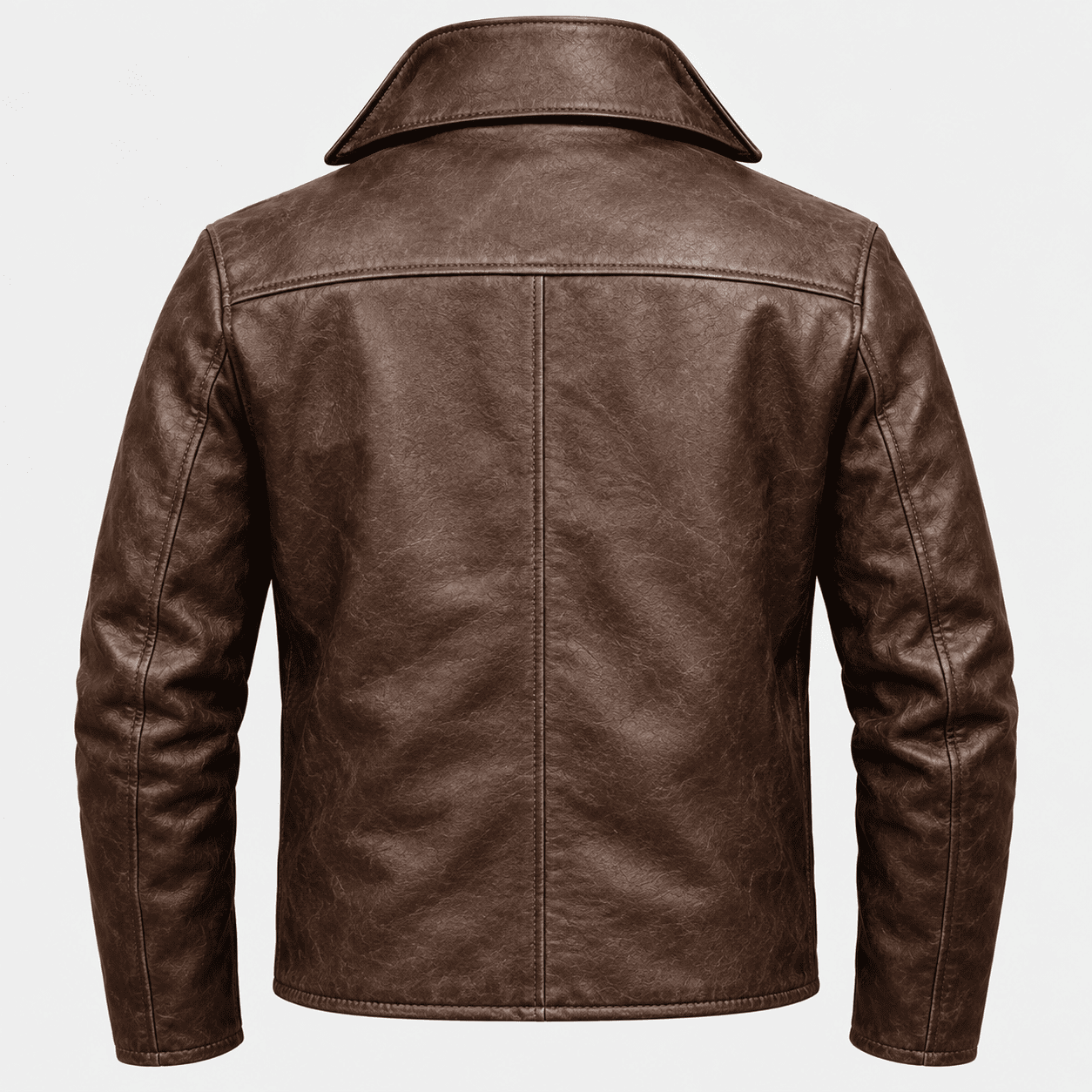 Vintage Brown Leather Biker Jacket back view