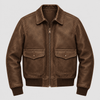 Vintage Brown Leather Bomber Jacket