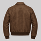 Vintage Brown Leather Bomber Jacket back view