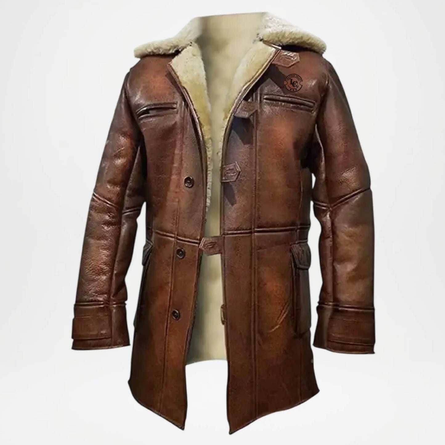 Vintage Men’s Brown Shearling Leather Fur Jacket