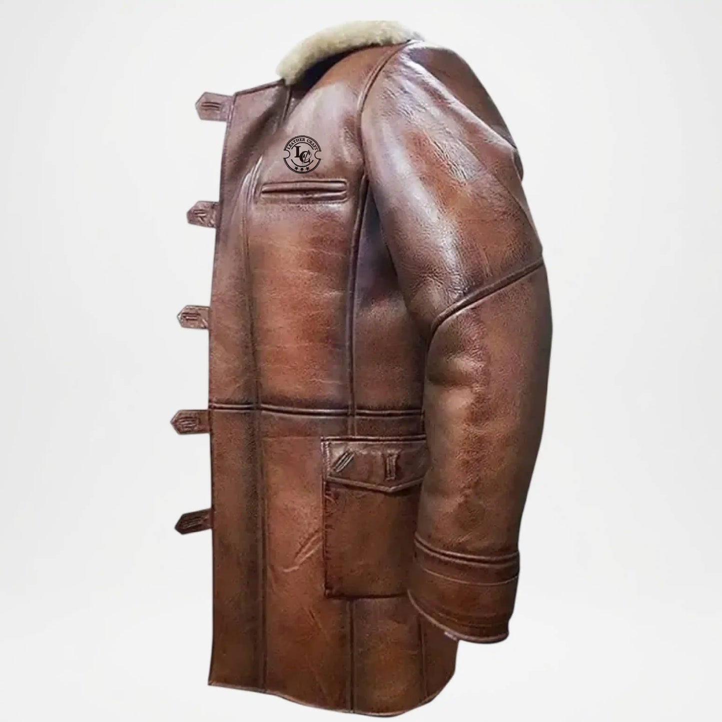 Vintage Men’s Brown Shearling Leather Fur Jacket