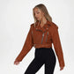 brown cropped leather jacket cheap
