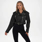 black cropped leather jacket women

