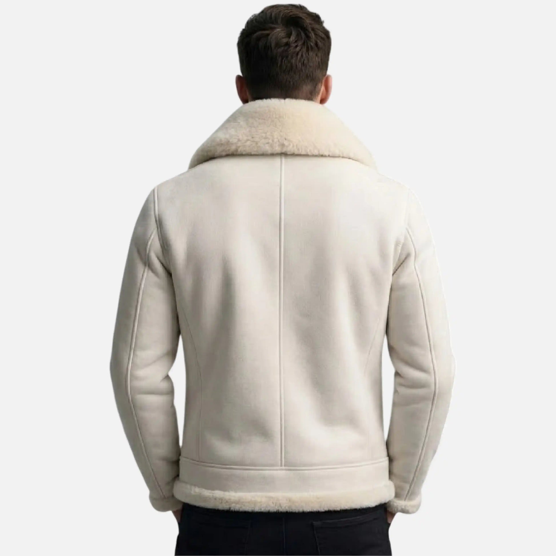 white fur lined leather jacket men aviator
