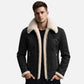 mens black shearling aviator leather jacket