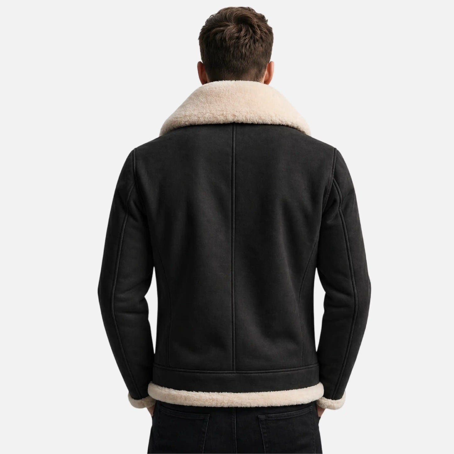 black aviator style leather jacket men