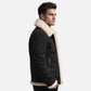 mens black fur lined leather jacket aviator