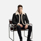 black shearling leather jacket men aviator style