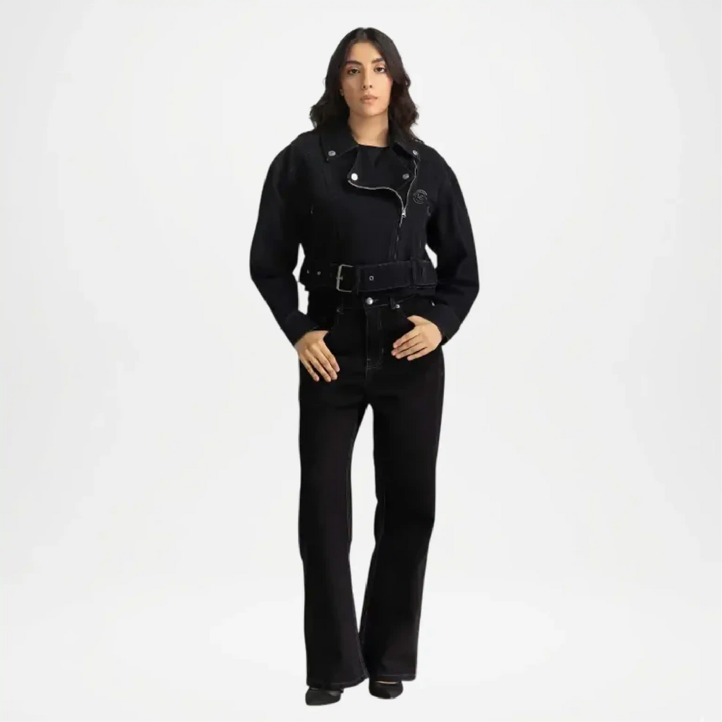 black cropped denim jacket for women
