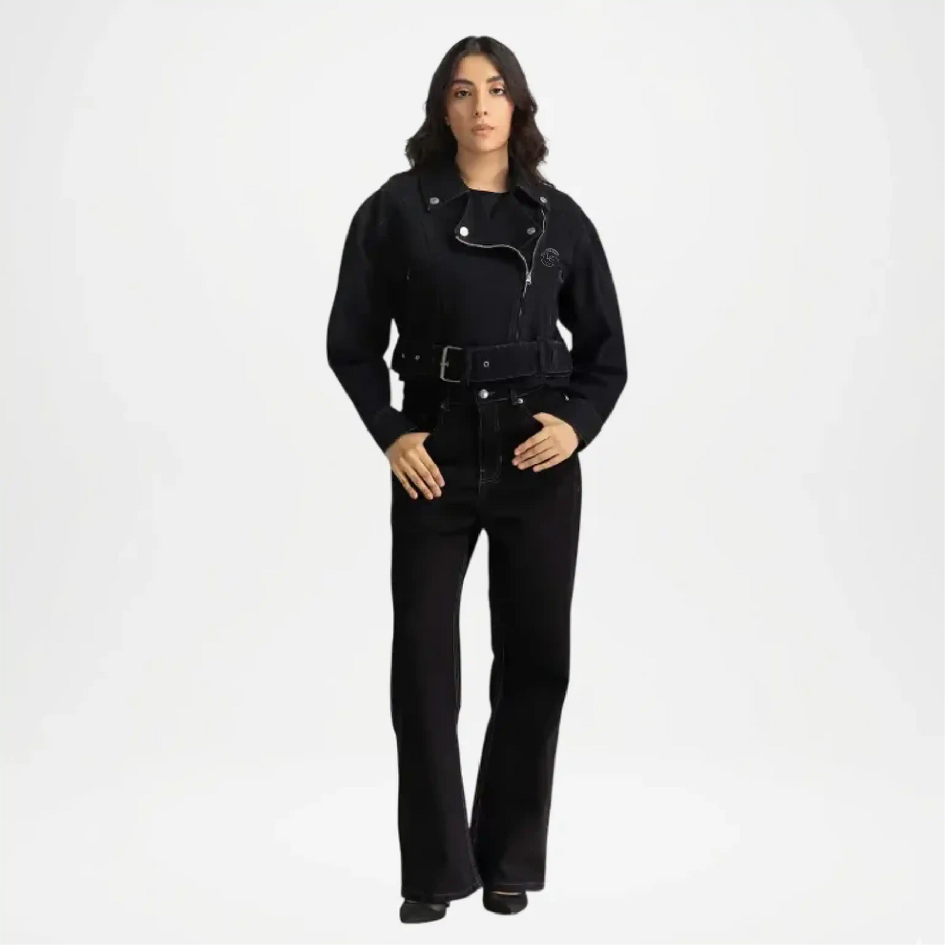 black cropped denim jacket for women
