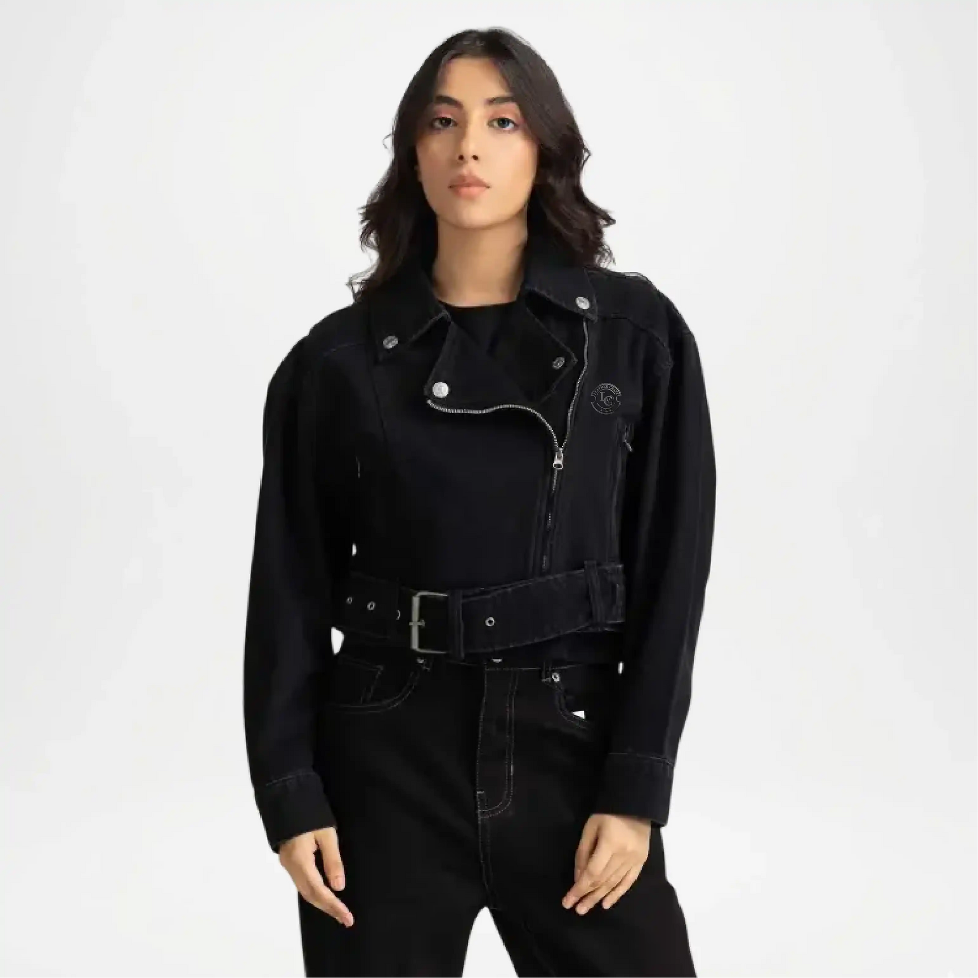 Women’s Black Cropped Denim Jacket
