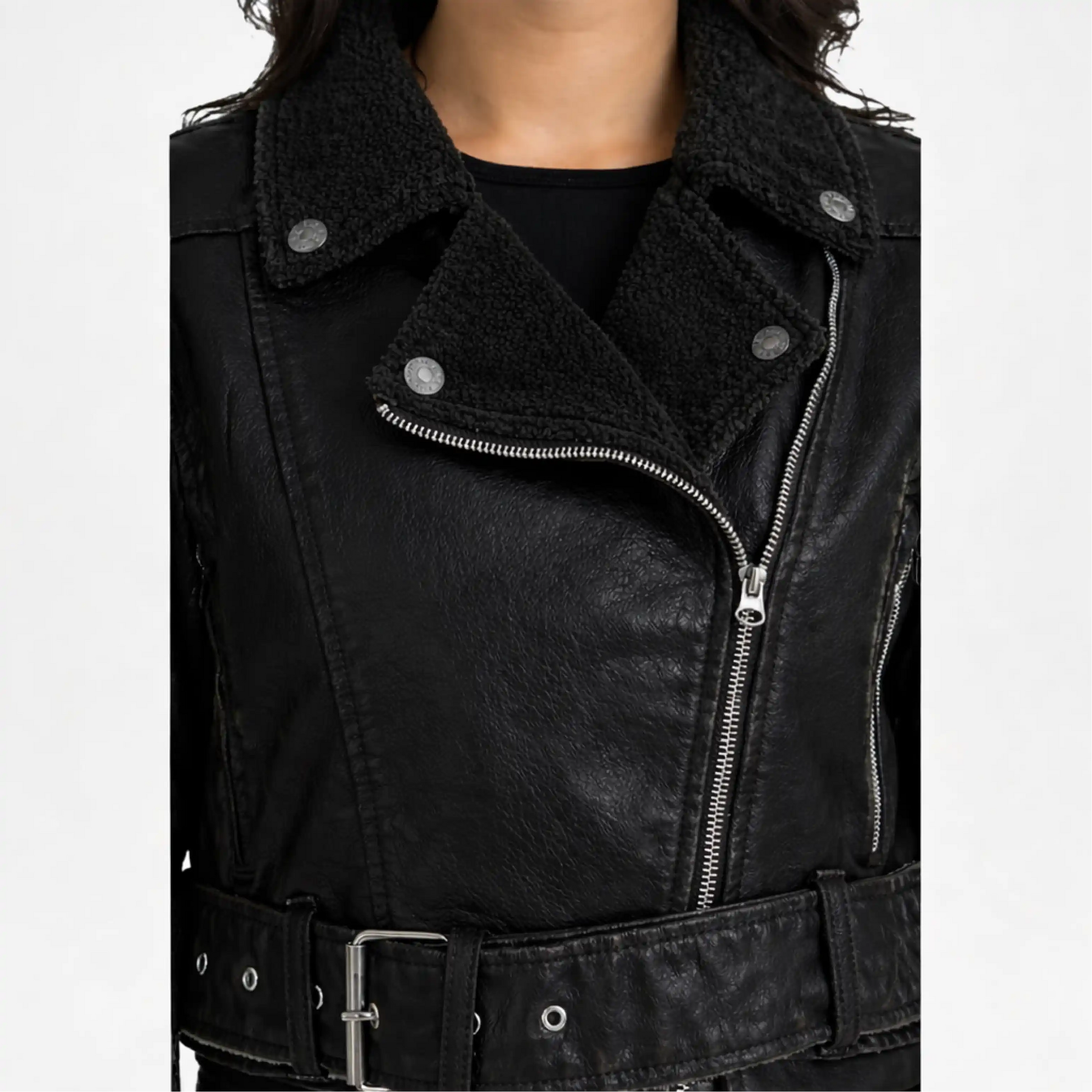 womens black cropped denim shirt
