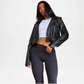 black cropped faux leather vest
