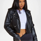 black cropped faux leather jacket
