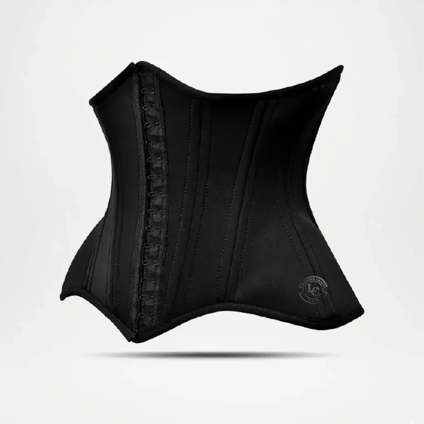Black waist trainer on a light gray background