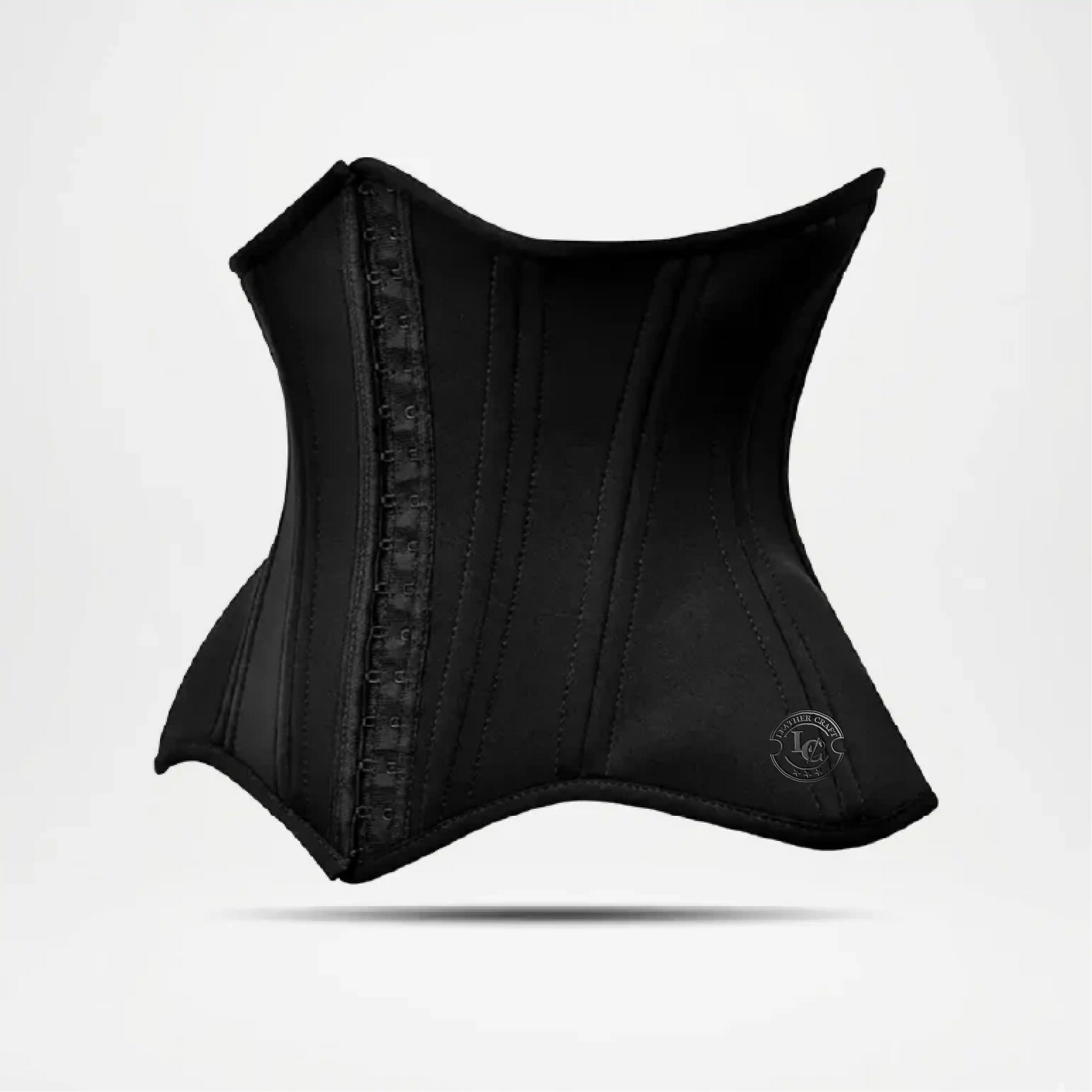 Black waist trainer on a light gray background