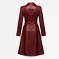 Burgundy Leather Trench Coat for Women