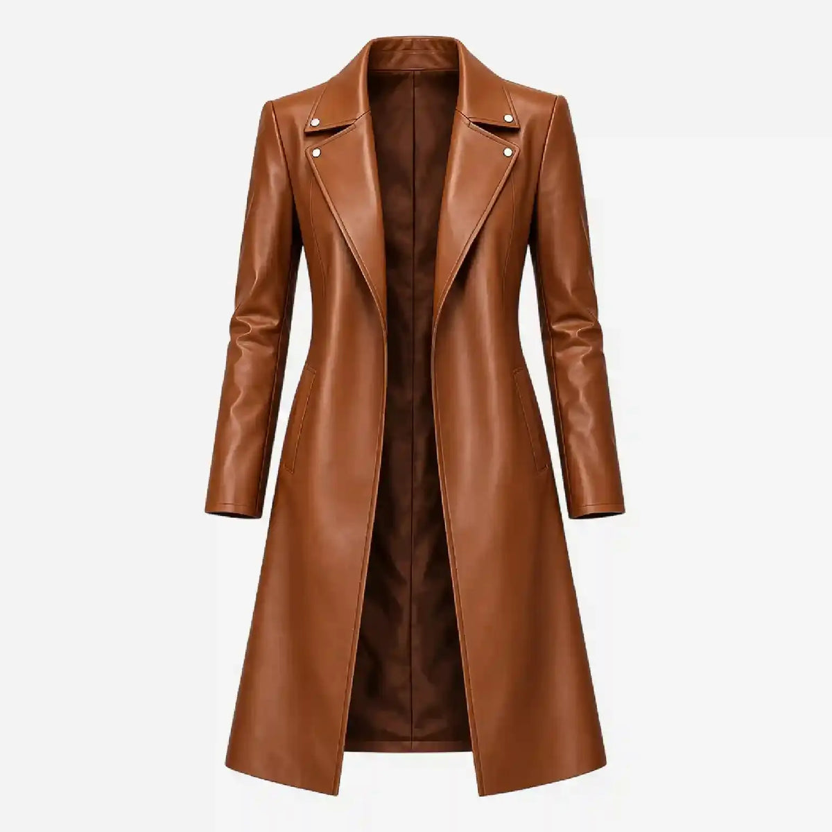 Leather Trench Coat Brown For Women