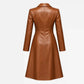 Leather Trench Coat Brown For Women