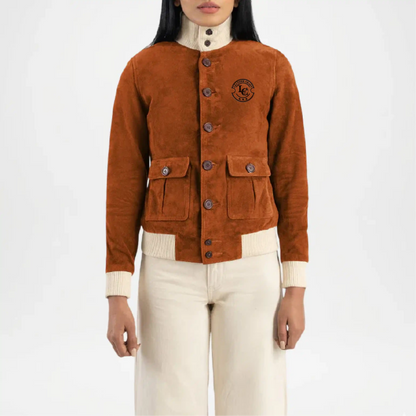 Brown Suede Bomber Jacket