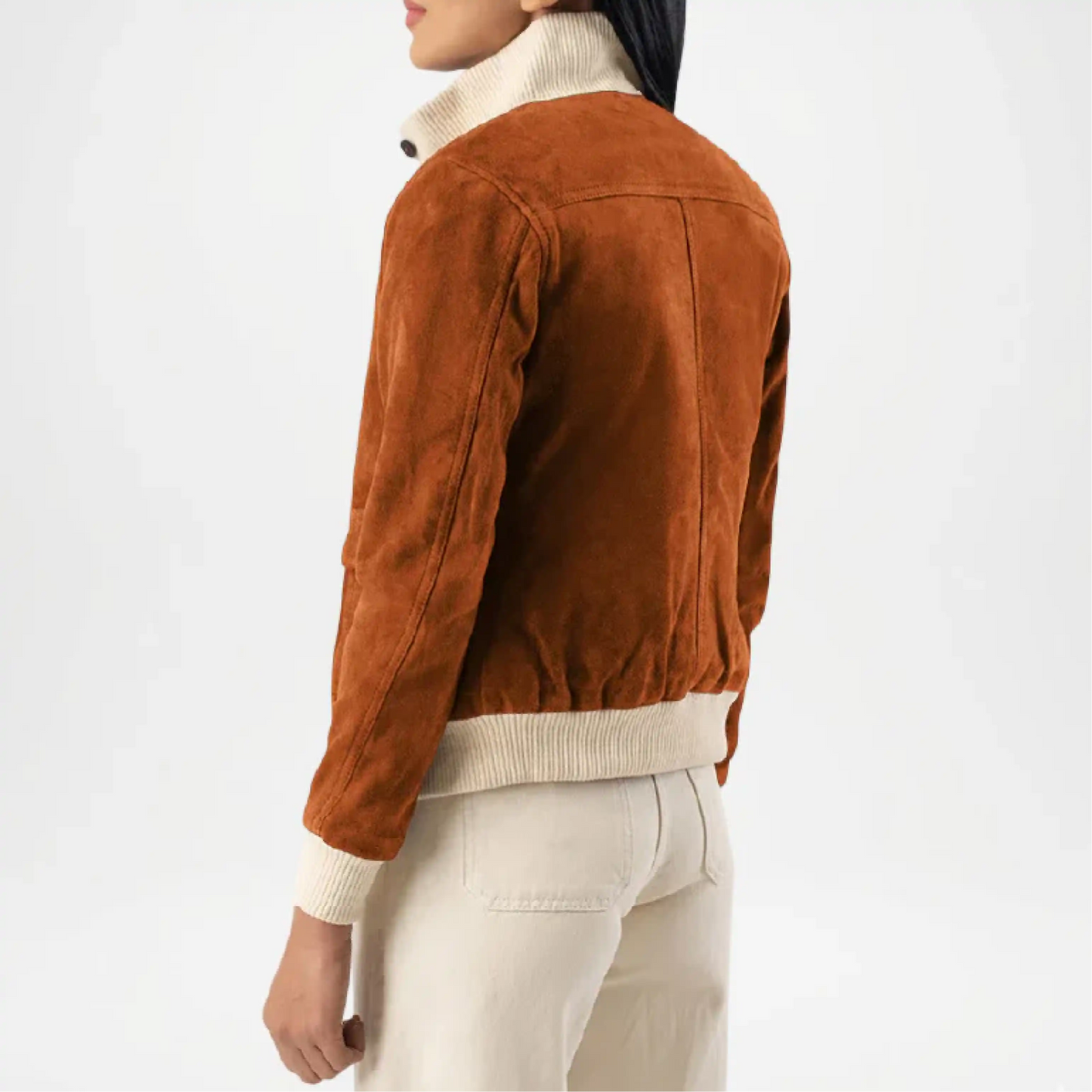 brown suede bomber jacket cropped
