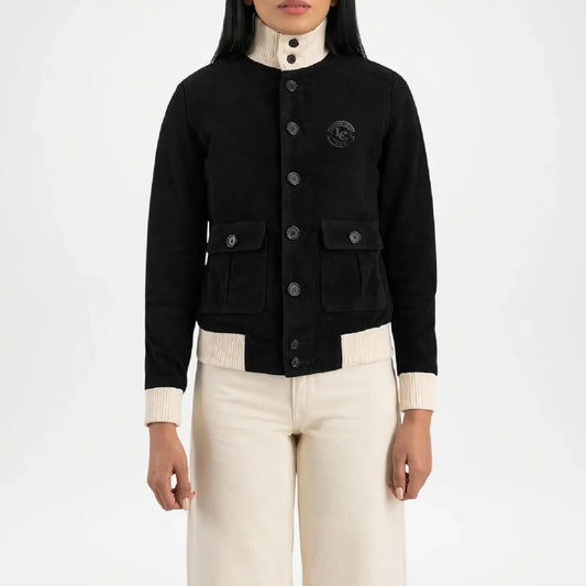 Black Suede Bomber Jacket