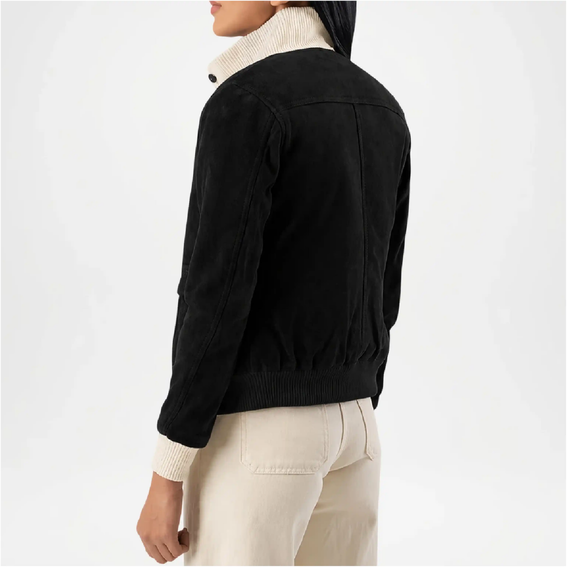 black suede leather bomber jacket
