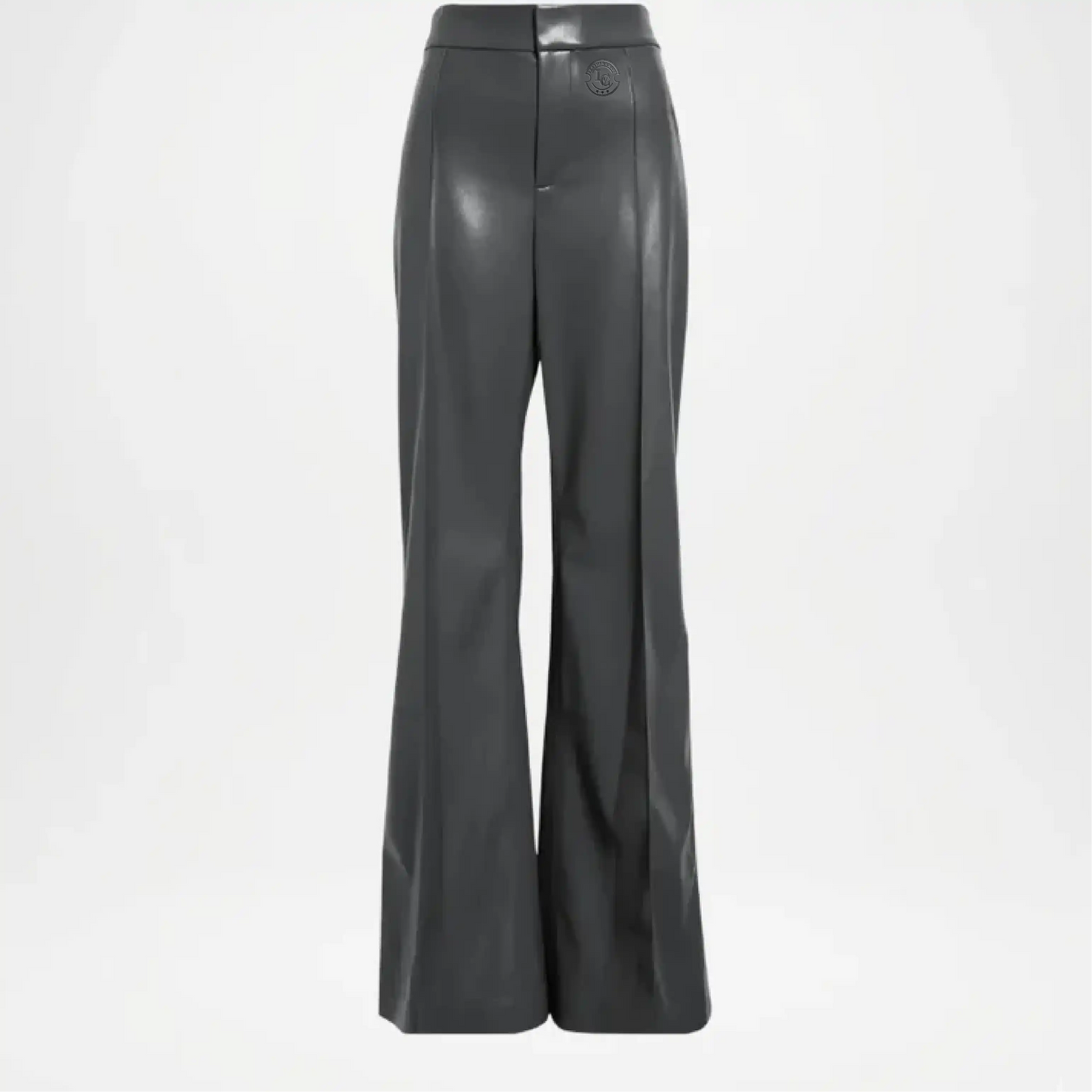 Grey leather pants on a white background