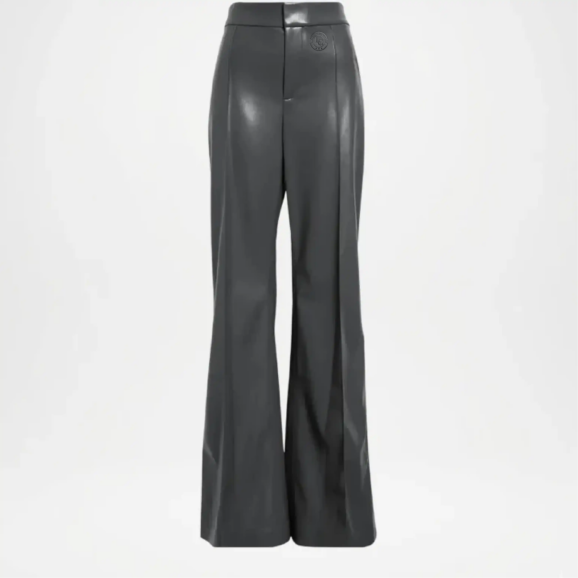 Grey leather pants on a white background