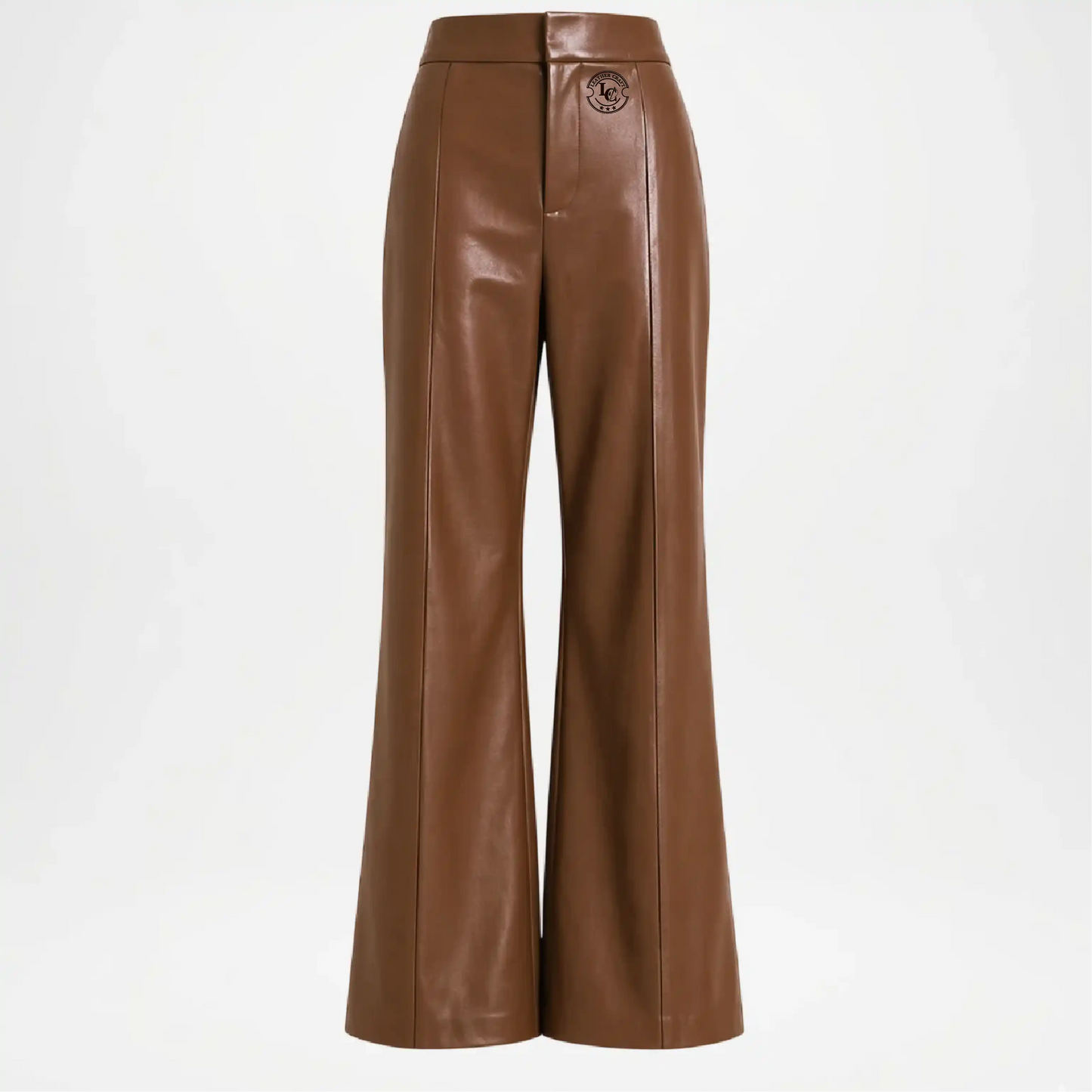 Brown leather pants on a white background