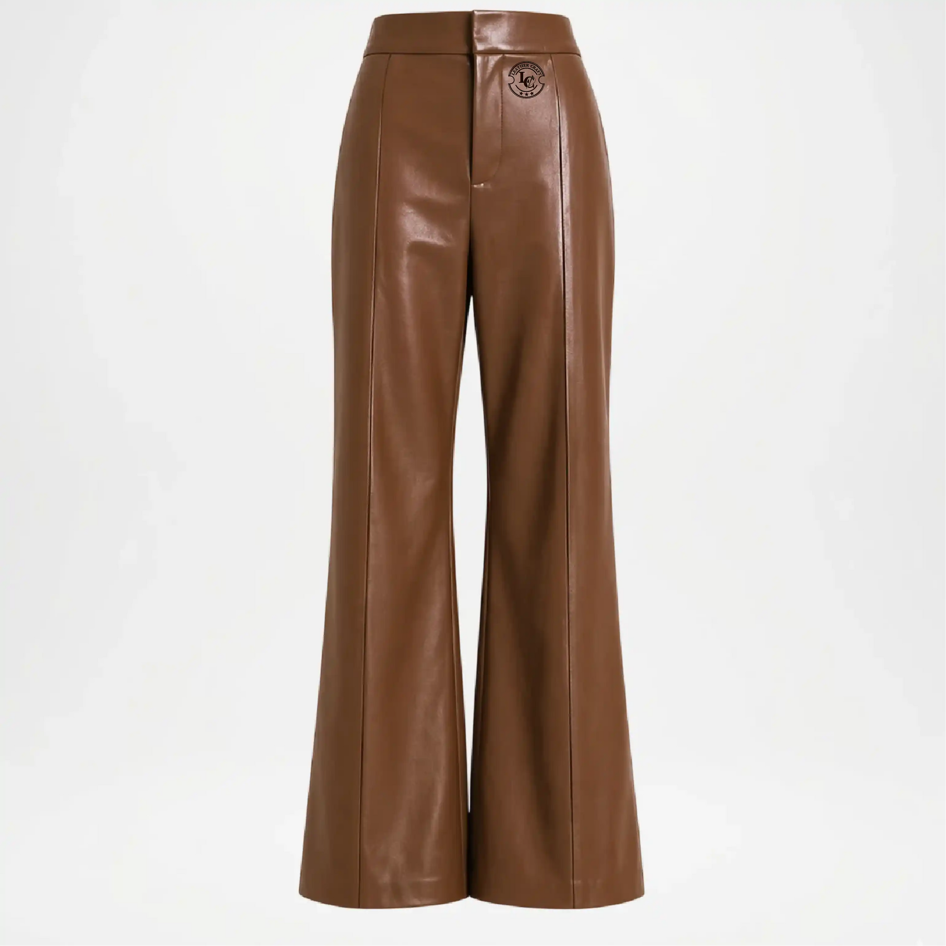 Brown leather pants on a white background
