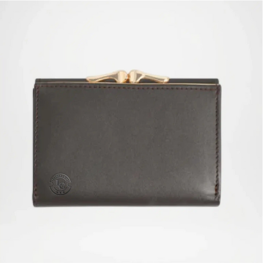 Black wallet with gold clasp 