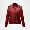 womens red leather biker jacket