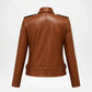 dark brown leather biker jacket women