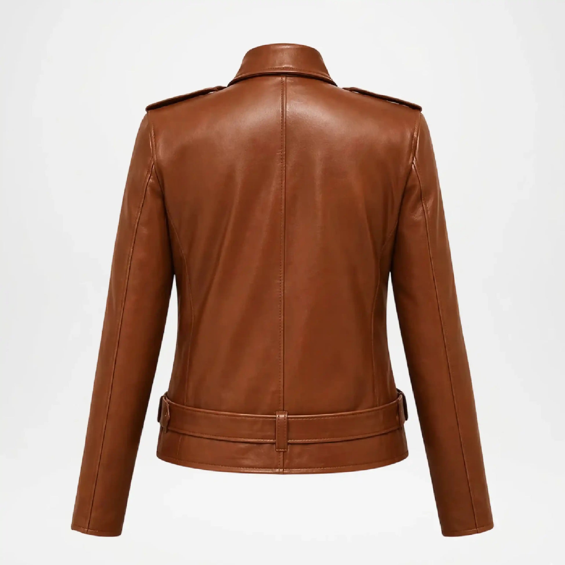 dark brown leather biker jacket women