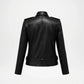 womens black leather biker jacket