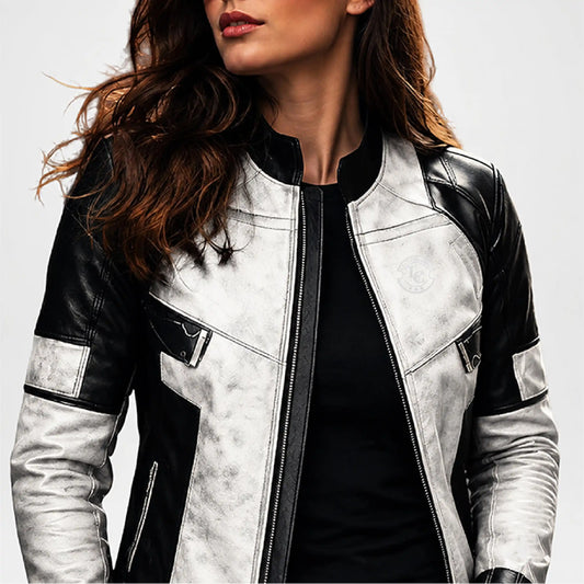 Black and White Leather Jacket