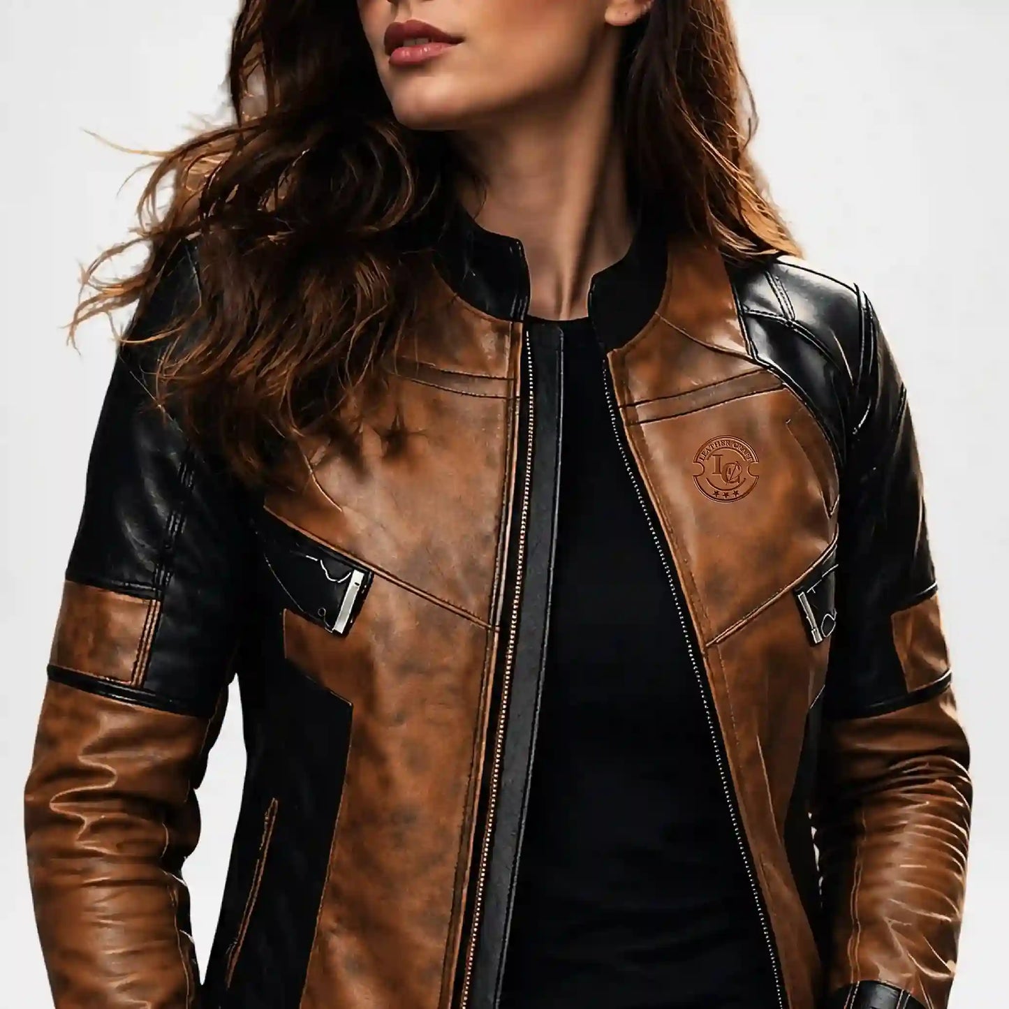 Women's Brown Leather Biker Jacket | Premium Moto Style Leather Jacket