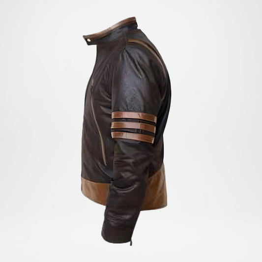 X Men Wolverine Leather Jacket Dark Brown