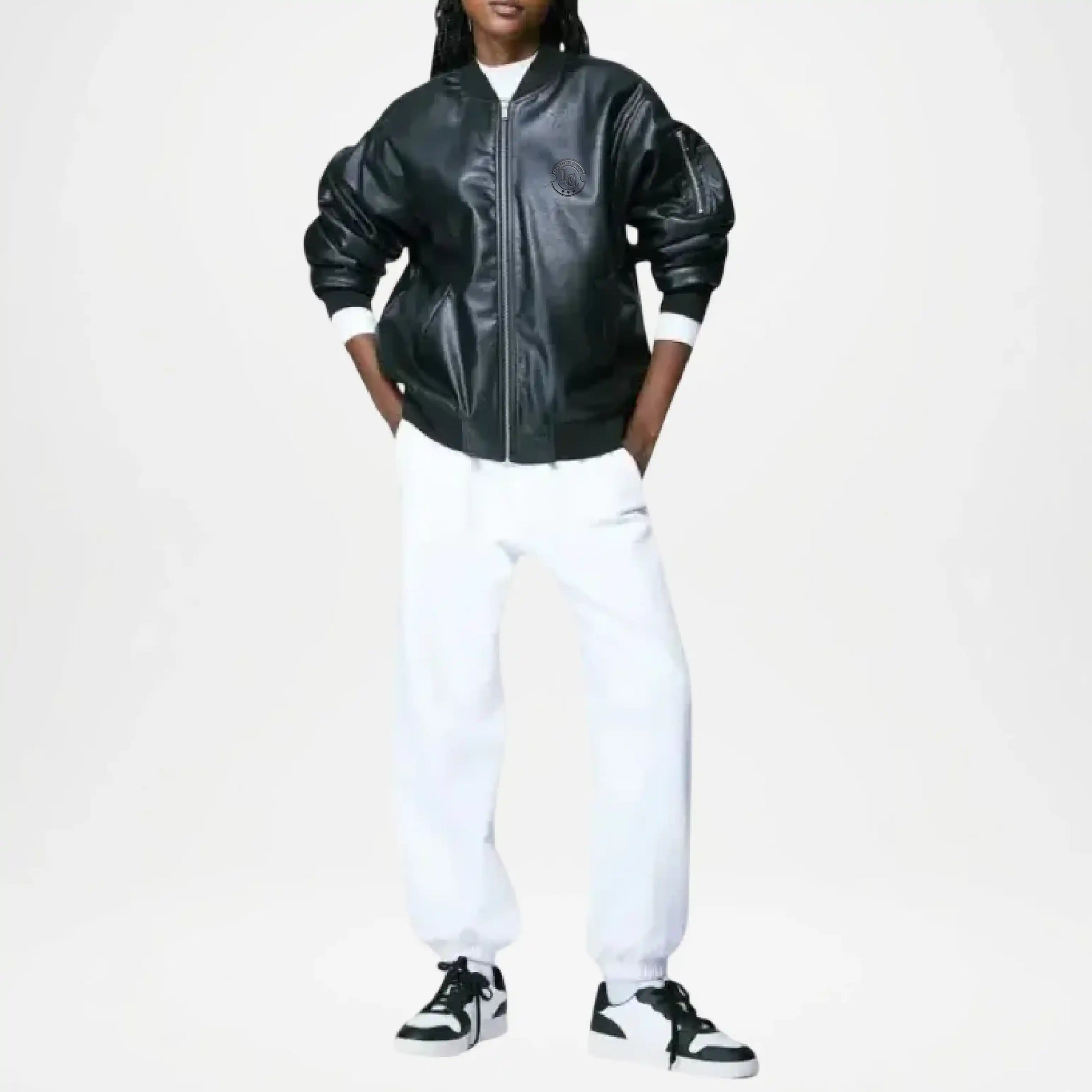 Xena Black baggy-fit Leather Jacket
