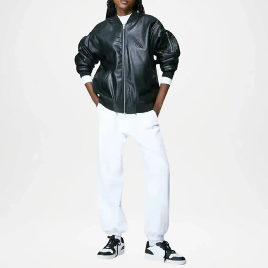 Xena Black baggy-fit Leather Jacket
