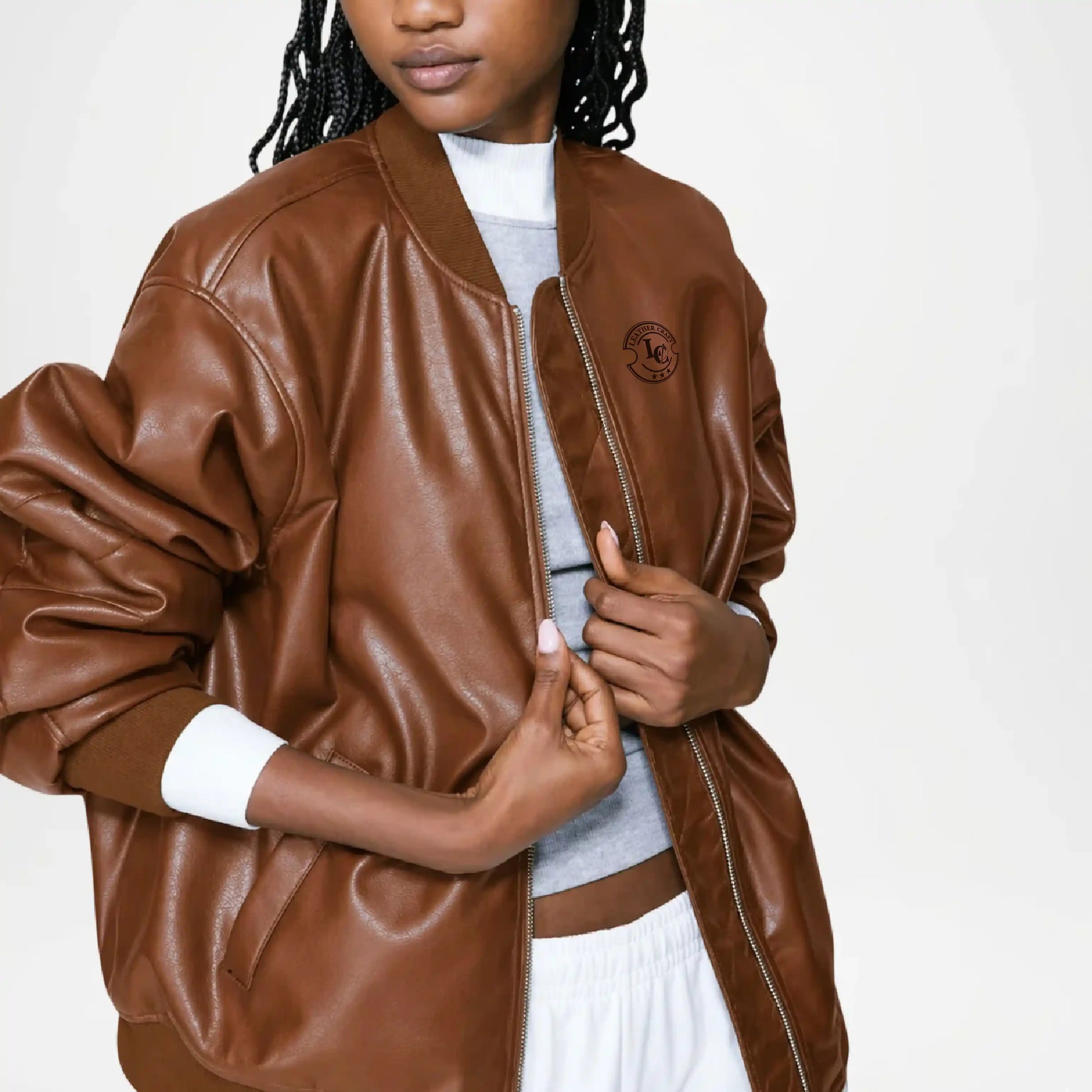 baggy fit leather jacket
