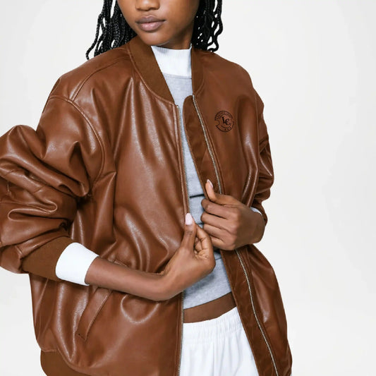 baggy fit leather jacket
